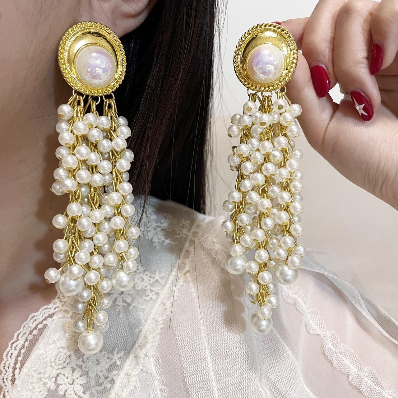 

French Retro Tassel Long Earrings, Fashionable, High-end, Elegant and Trendy Earrings
