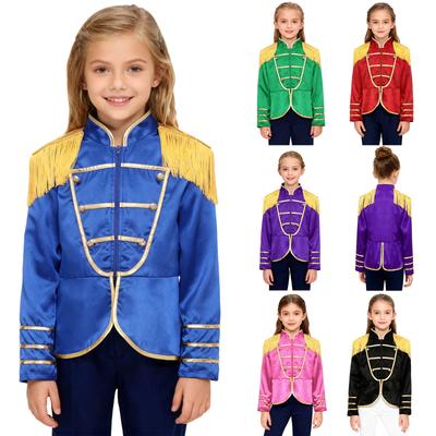 Unisex Kinder Rockband Kostümjacke Langarm Fransen Quasten Schulterklappen Reißverschluss Geteiltes Design Mantel