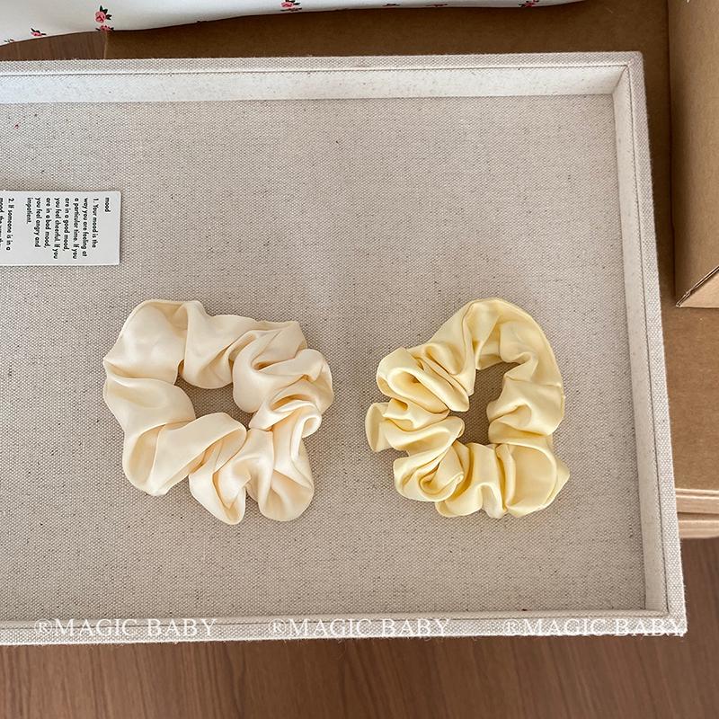 Yellow Gentle Satin Scrunchie - Korean Style Hair Tie for Schoolgirls