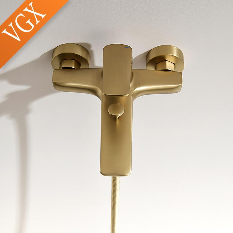 VGX Simple Bathroom Shower System Set Bathtub Faucets Set Bath Water Taps Shower Diverter Single Handle Tub Mixer Shower Crane