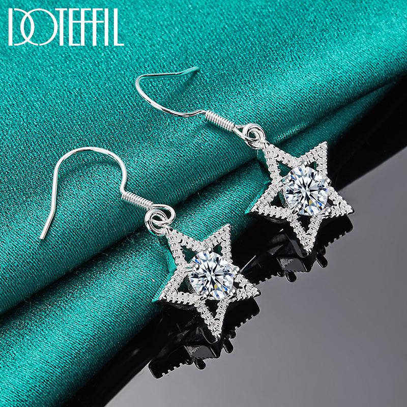 AAA Zircon Star Earrings Silver Fashion Jewelry