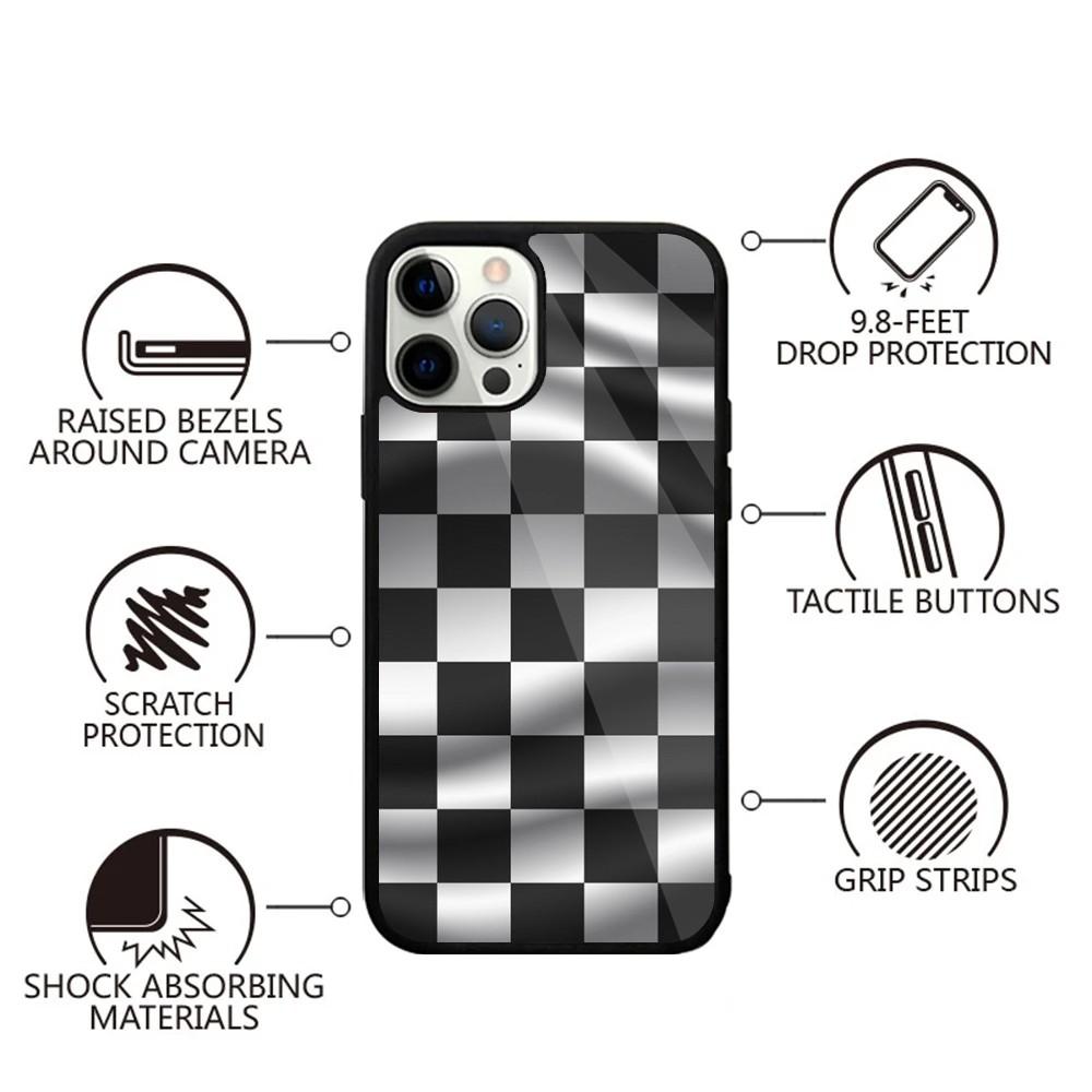 checkerboard checked chess board Phone Case For iPhone 16,15,14,13,12,11,Plus,Pro,Max,Mini Magsafe Magnetic Wireless Charging