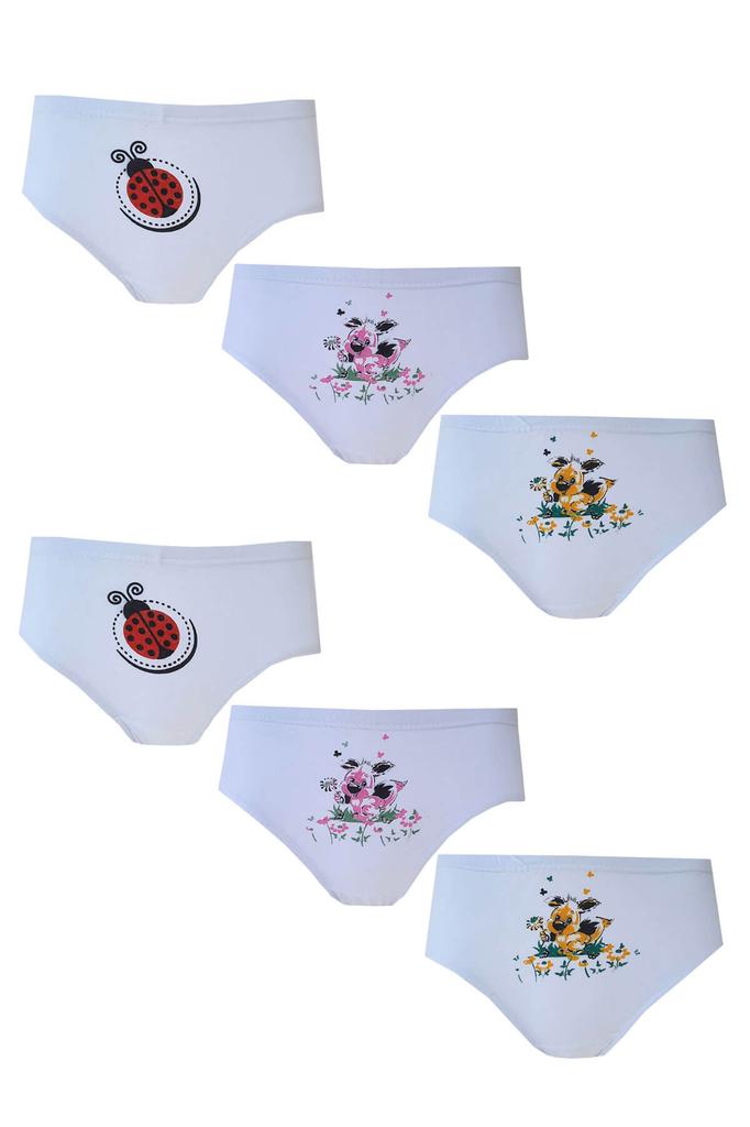 6lı Kız Çocuk Külot Baskılı Pamuklu Slip Rahat Ekonomik