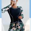 New European and American diving and surfing suits long sleeves fashion sunscreen printed split swimsuit women's clothing