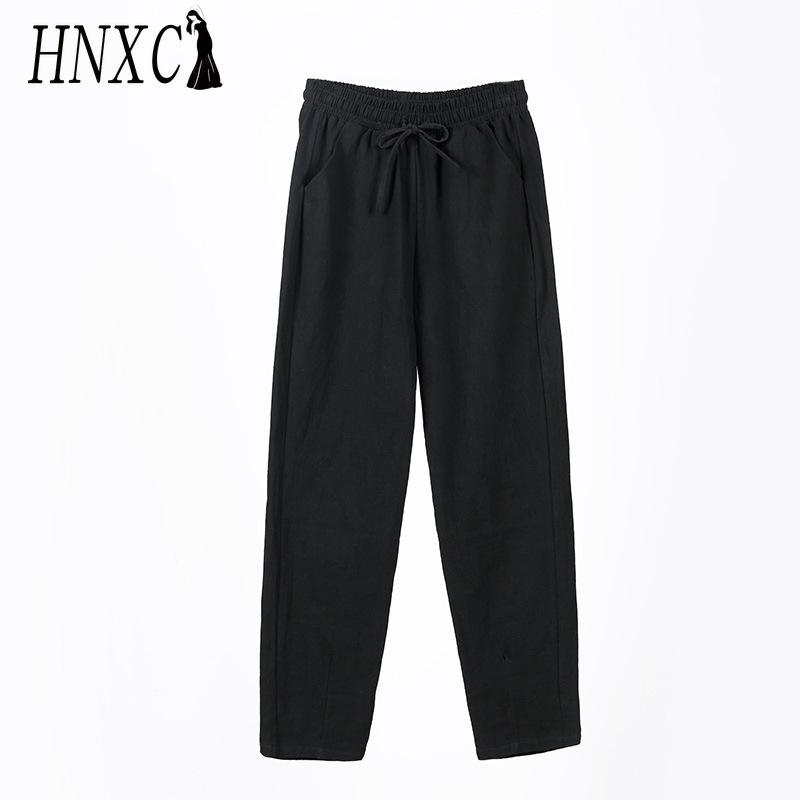 HNXC 9 Color Pure Cotton Nine Point Trousers Spring Summer Slim Straight Loose Casual Pants Women Solid Color Harem Pants