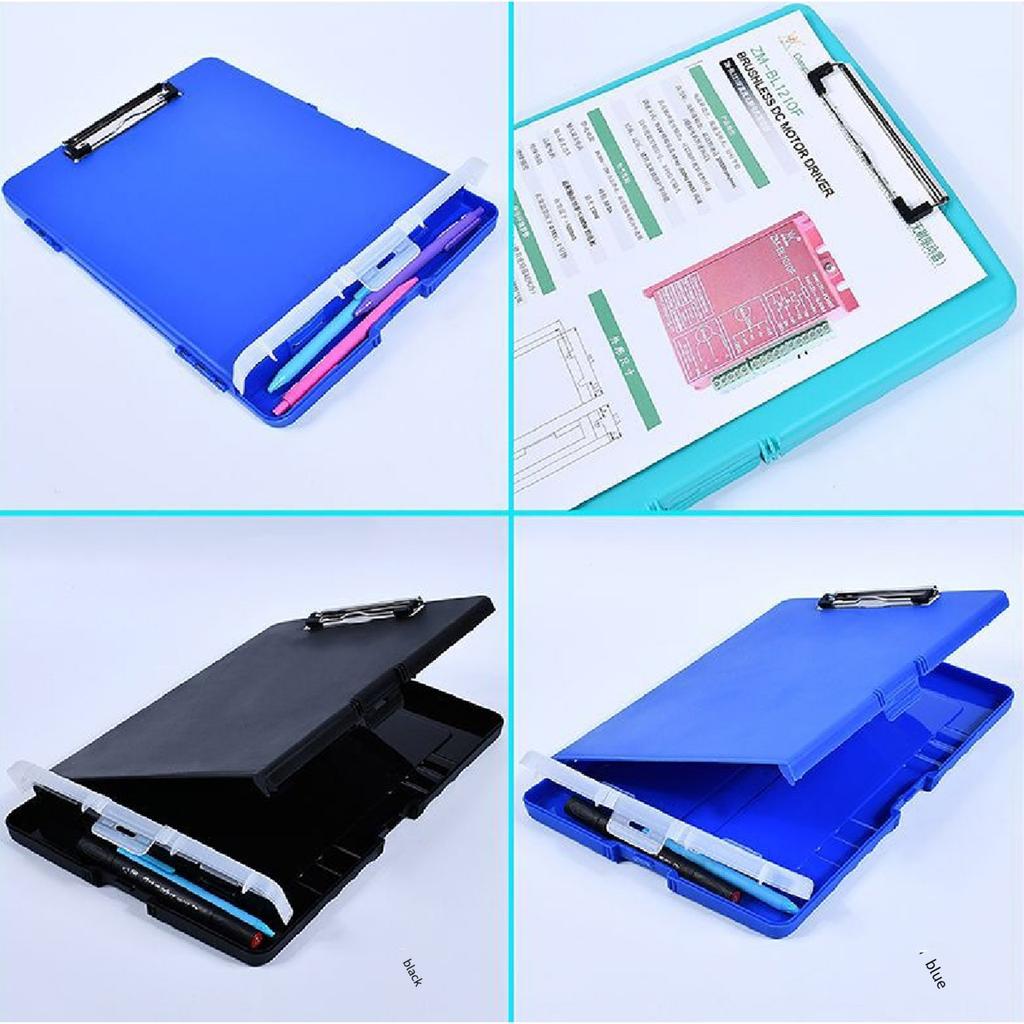 Multifunctional File Folder with Clipboard Waterproof File Organiser Box Plastic Writing Pad for Student Teacher School
