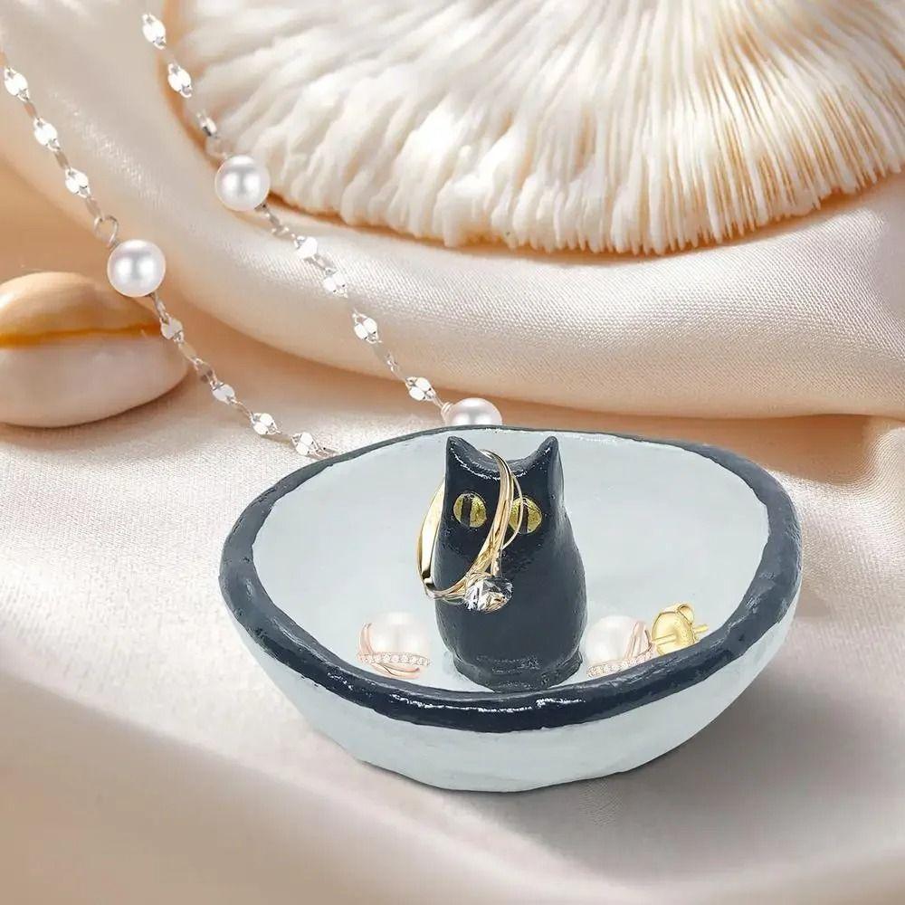 Modern Cat Ring Holder Cute Jewelry Storage Tray Home Decor Ring Dish Entrance