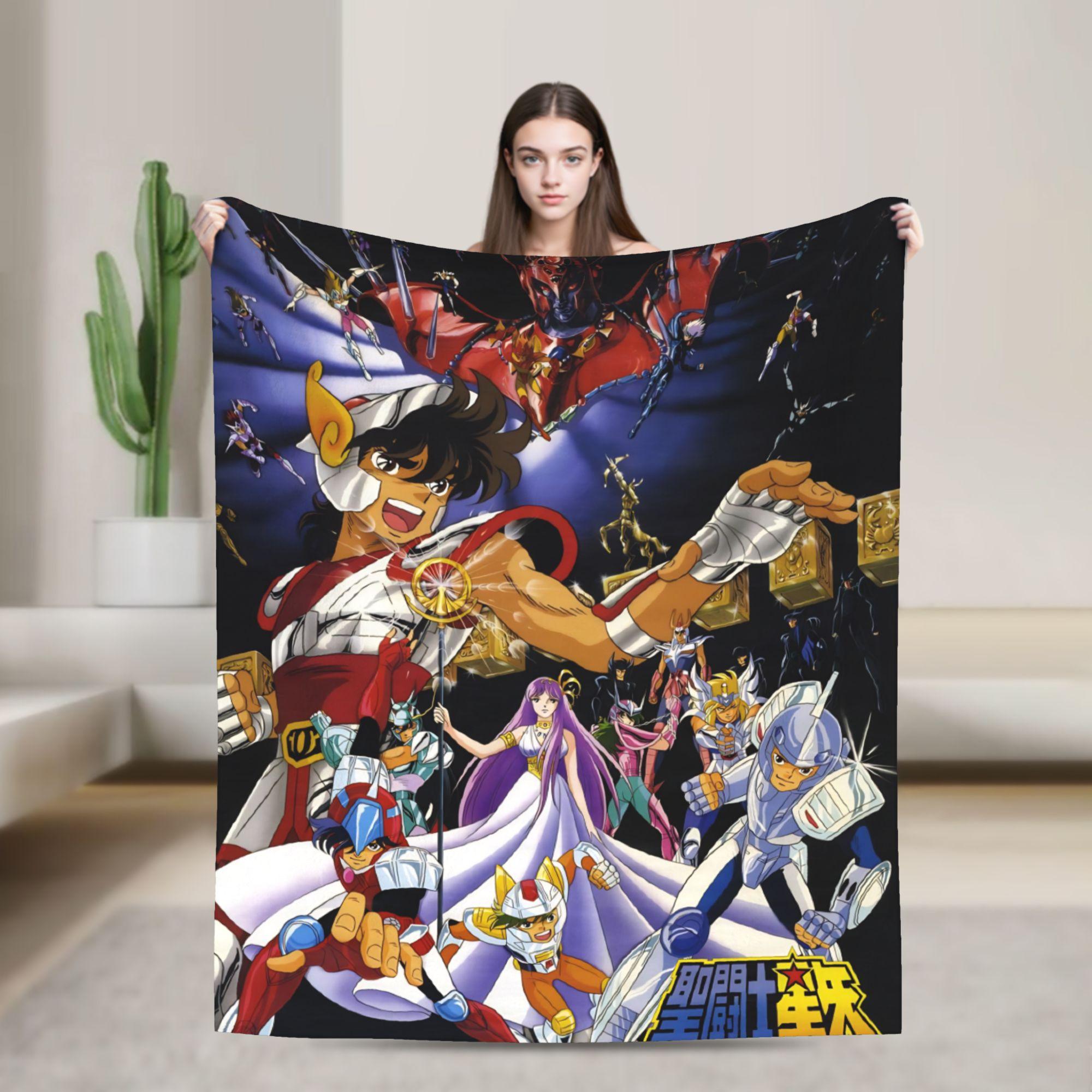 

Saint Seiya Anime Blanket Knights of the Zodiac Flannel Novelty Breathable Throw Blanket for Coverlet Winter 150x180cm
