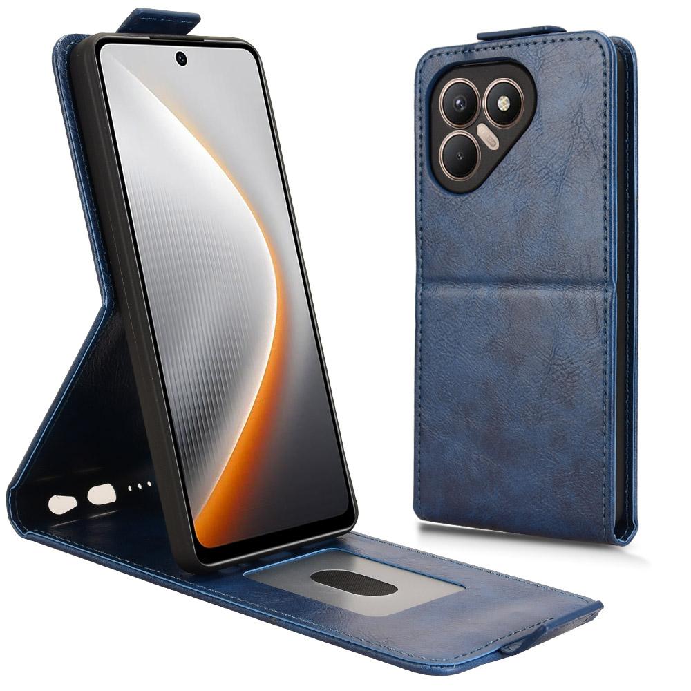 

For TECNO Pova 7 4G Stand Case Magnetic Clasp Vertical Flip Leather Phone Cover with Card Holder Dark Blue