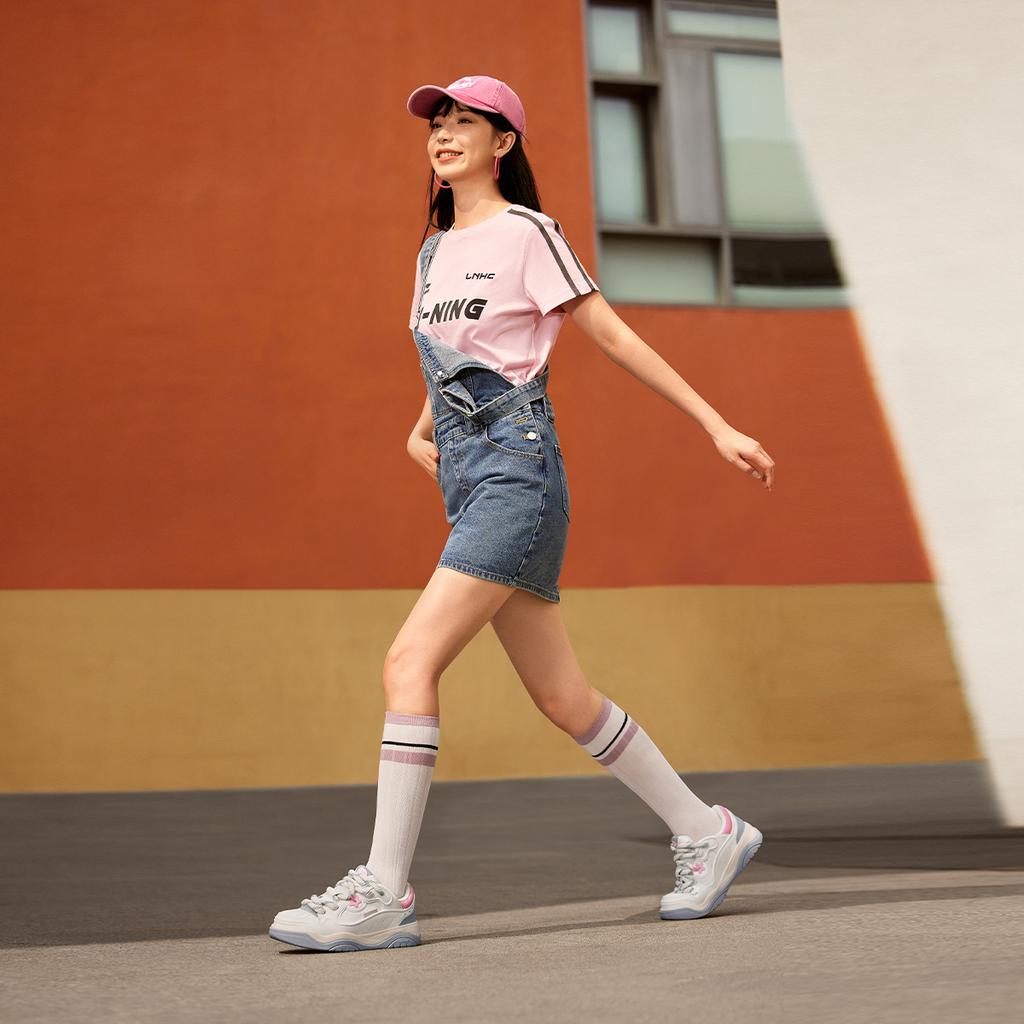 Li Ning Journey 2.0 Thick Sole Boosting Sneakers Women Sneakers White Gray AGCU092-4