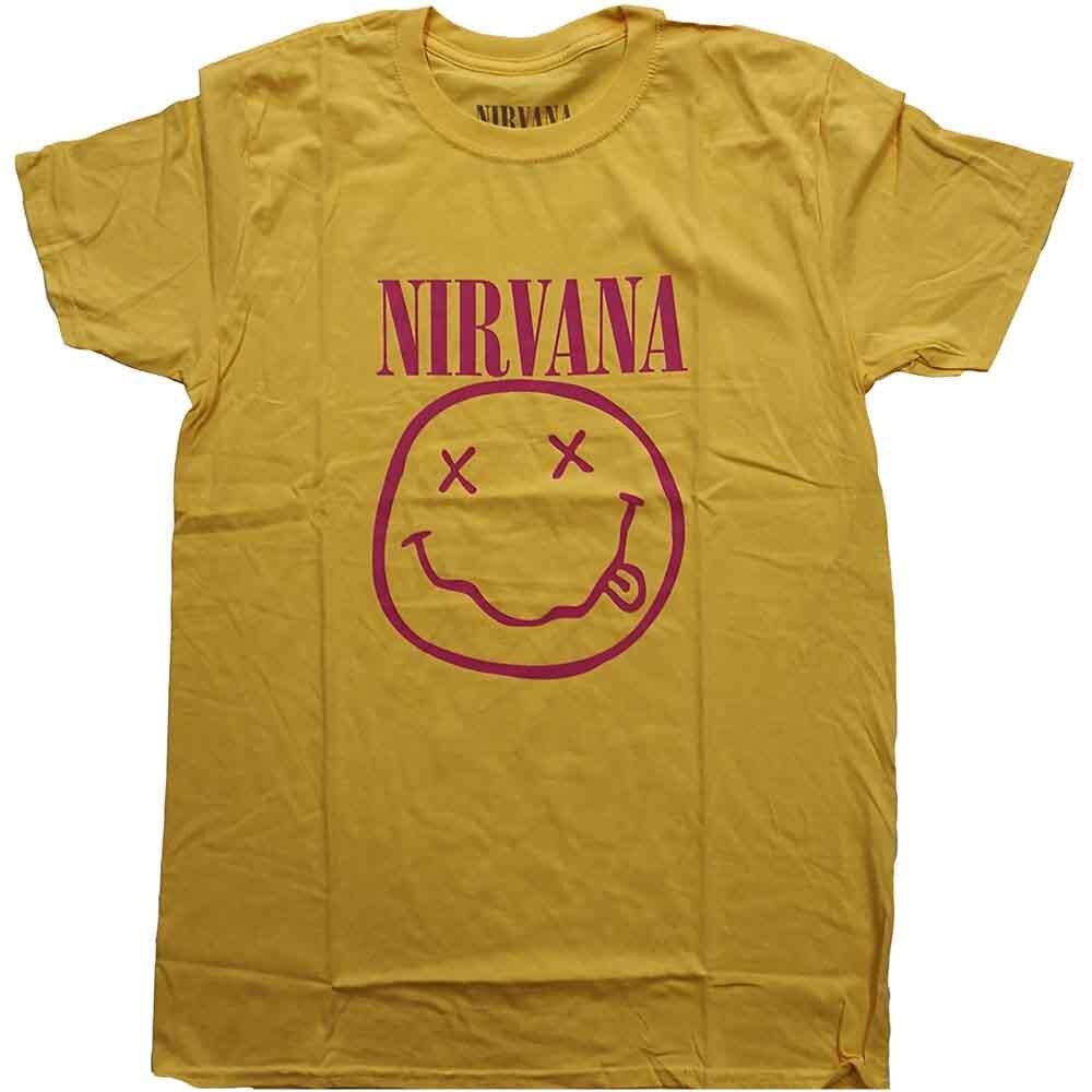 Nirvana Pink Happy Face T-Shirt Yellow New Unisex T-Shirt S