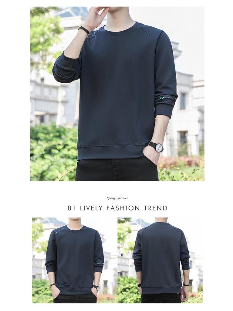 Men's 2023 Loose Fit Plus Size Sweatshirt - Round Neck, Long Sleeve, Spring/Autumn