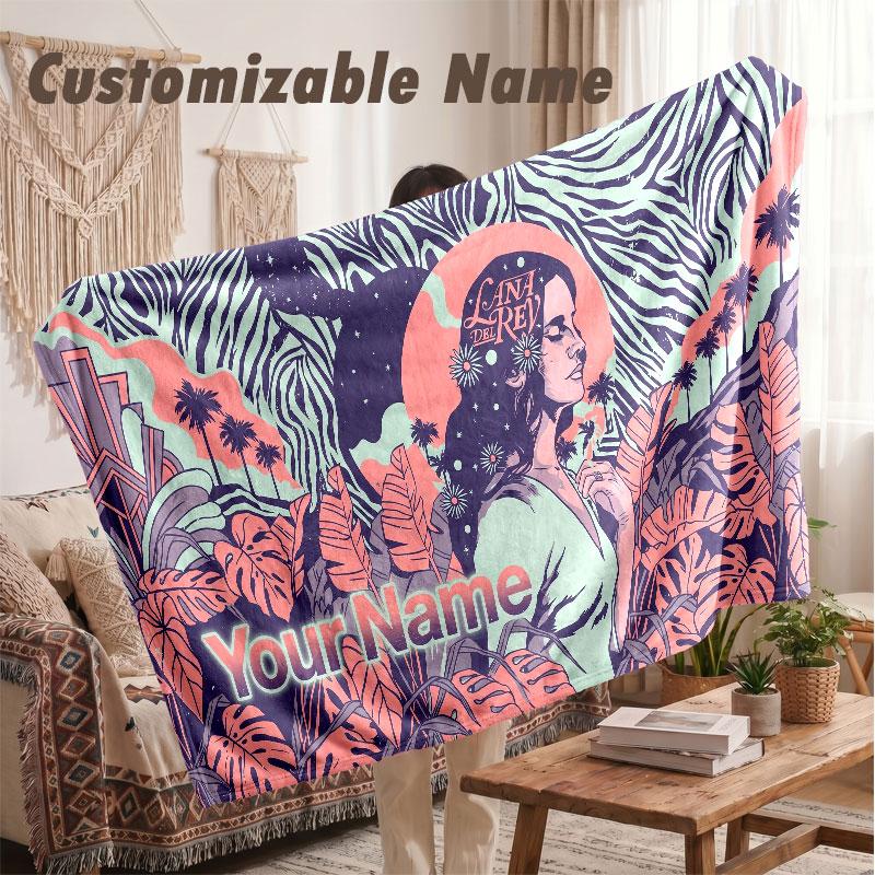 Custom Name Flannel Blanket,Lana Del Rey Lightweight Warm Bed Blanket For Couch & Holiday Gift