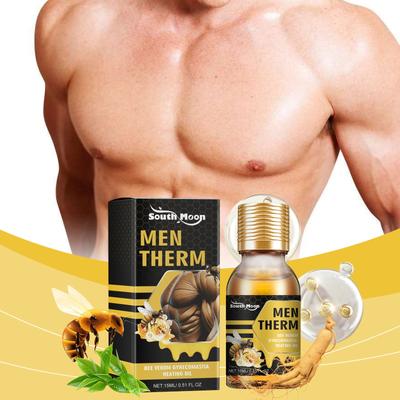 MenTherm Bee Gynecomastia Zahřívací olej, New Men Bee Oil, odstraňuje přebytečnou prsní tkáň, posiluje hrudní svaly 15 ml