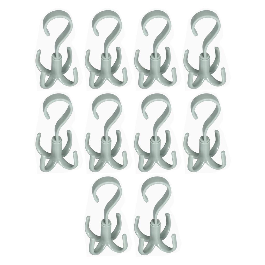 10Pcs Rotating Hook 4 Prong ABS Hat Display Hanger Scart Necktie Storage Hook for Closet Home