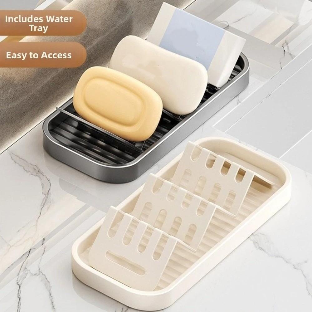 Space Saving W-Shaped Soap Rack Waterproof Soap Drain Box Creative Bathroom Soap Dish Restaurant