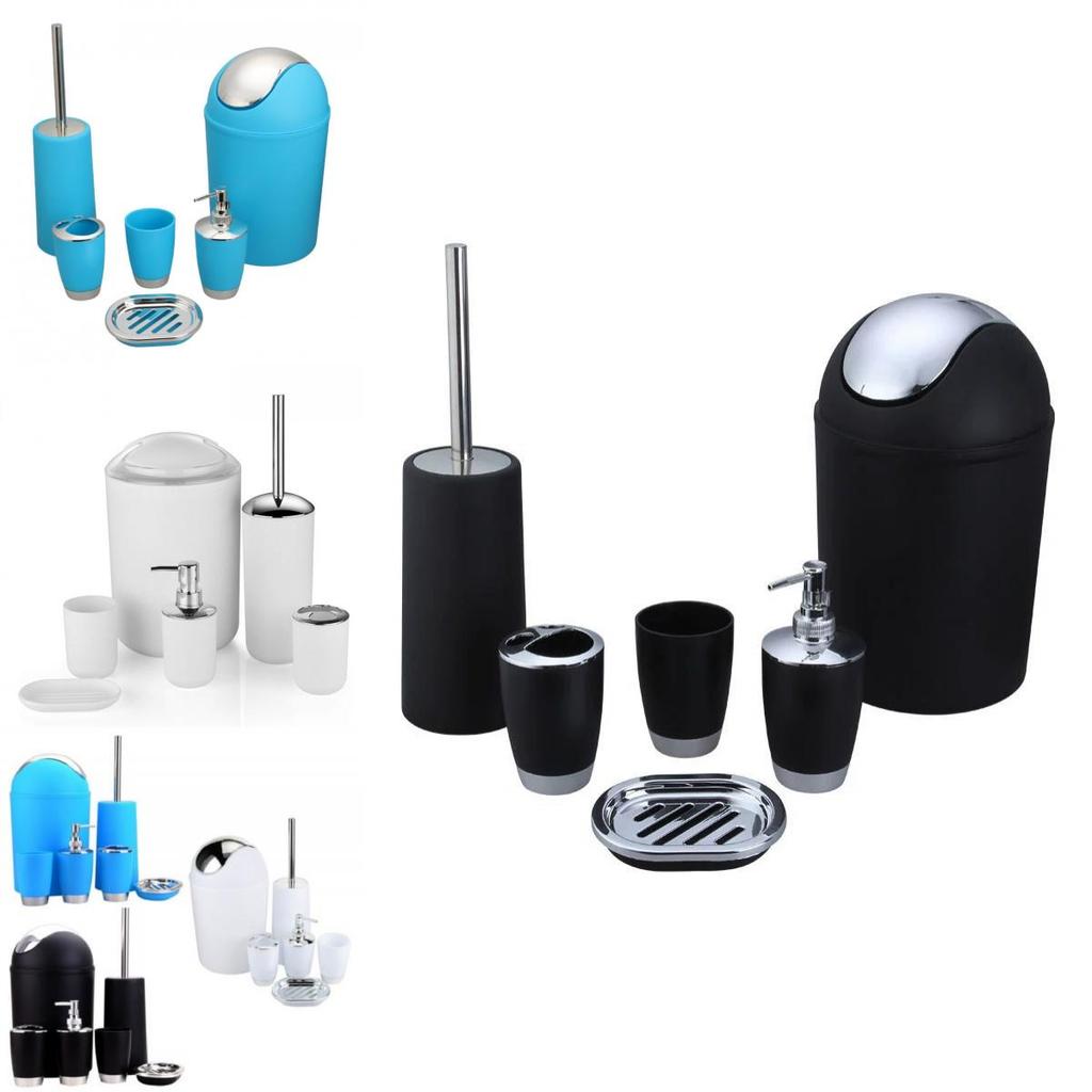 Bathroom Accessories Six Piece Plastic Washroom Set With Toothbrush Cup And Storage For Gift And Office