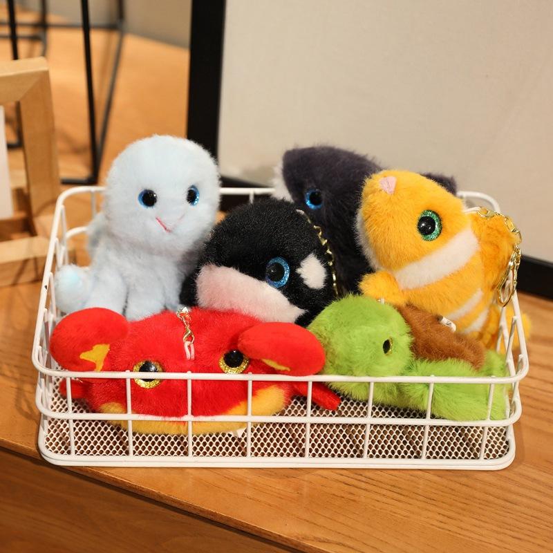 Cartoon Octopus, Shark, Sea Turtle, Marine Animal Pendant, Doll, Plush Toy Bag, Keychain Hanging Decoration