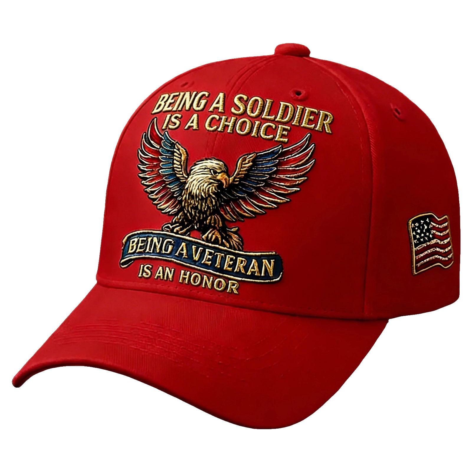 Amazon Cross-Border Printing Baseball Cap Wings Eagle 250Th Anniversary Hat Outdoor Sunscreen Baseball Cap красный