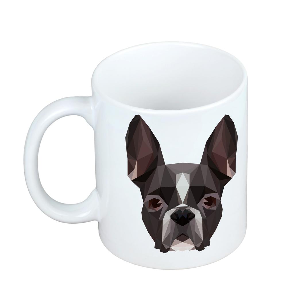 Boston Terrier, Boston Bull Terrier -Kubek Ze Zdjęciem I Napisem Geometryczny Pies Art-Dog