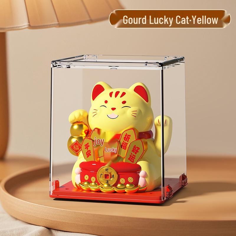 Solar Mini Waving Cat Model - Automatic Shaking Hand Ornament for Office, Desk, Car, or Gift