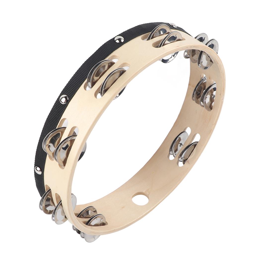Tambourine Double Row Metal Jingle Handheld Percussion for Church Party25cm