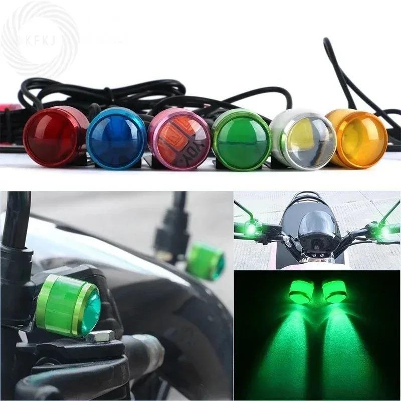 2 Stück LED 12V Tagfahrlicht Motorradzubehör Motorrad Strobe Fahrleuchten Super Helles Adlerauge Nebelscheinwerfer Scheinwerfer