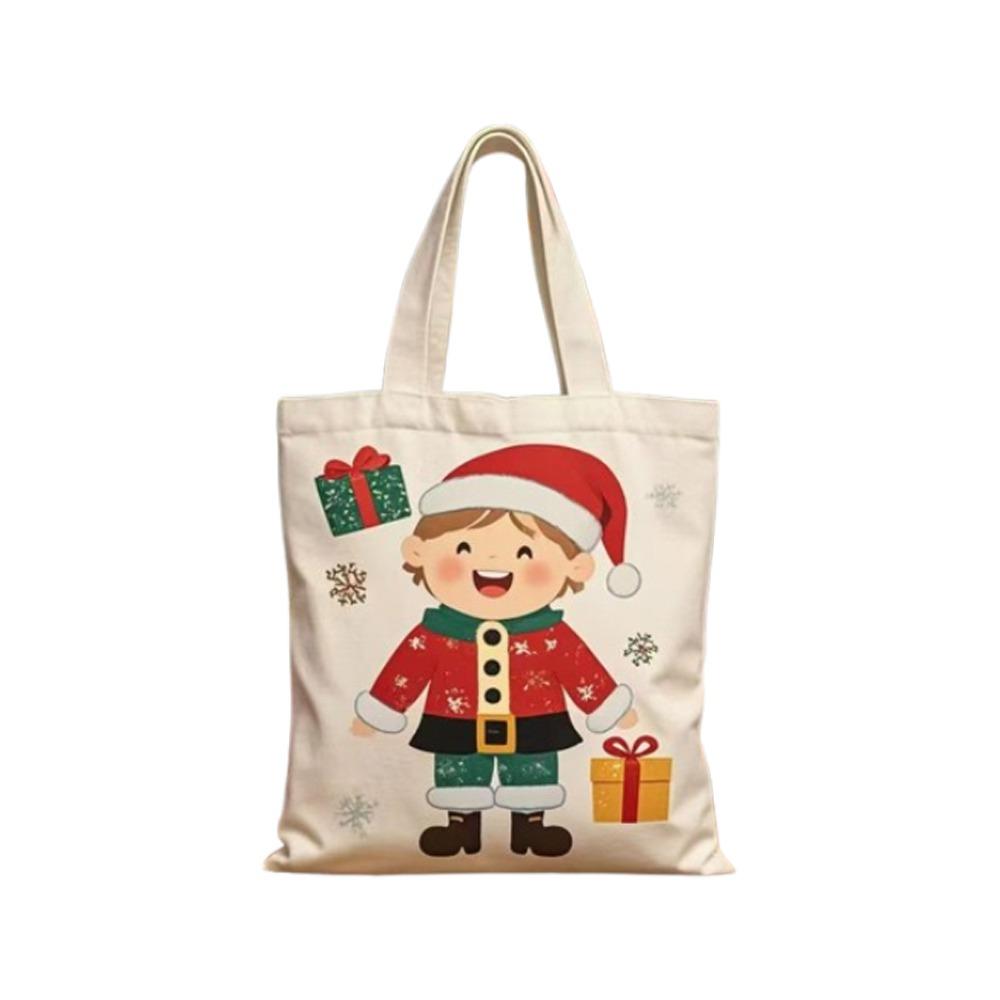 Large Capacity Christmas Canvas Gift Bag Cartoon Merry Christmas Decor  Party Favors