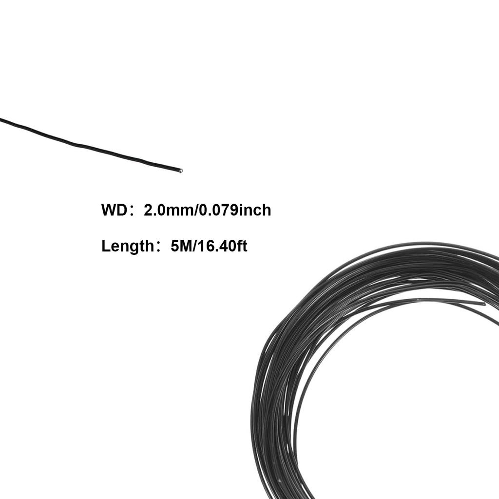 Filo di alluminio nero da 1,0 mm, 1,5 mm, 2,0 mm, 3 mm, 4 mm, 5 mm in sei misure per la modellatura di vasi da giardino e piante, lunghezza 5 metri