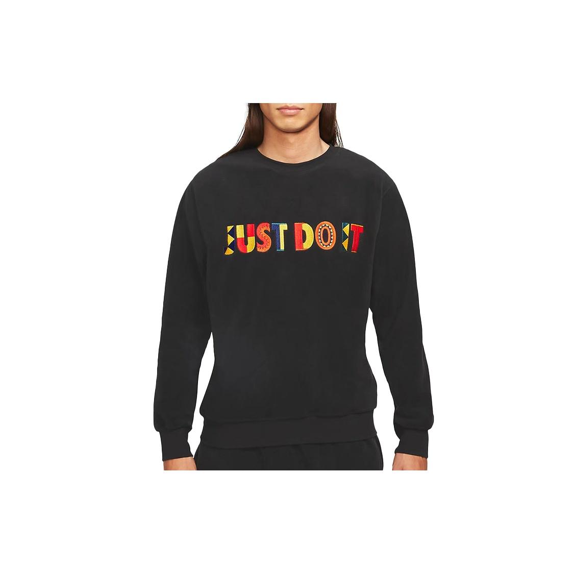 Nike Round Neck Multi-Color Embroidered logo Pullover Black Men s CW1679-010 M