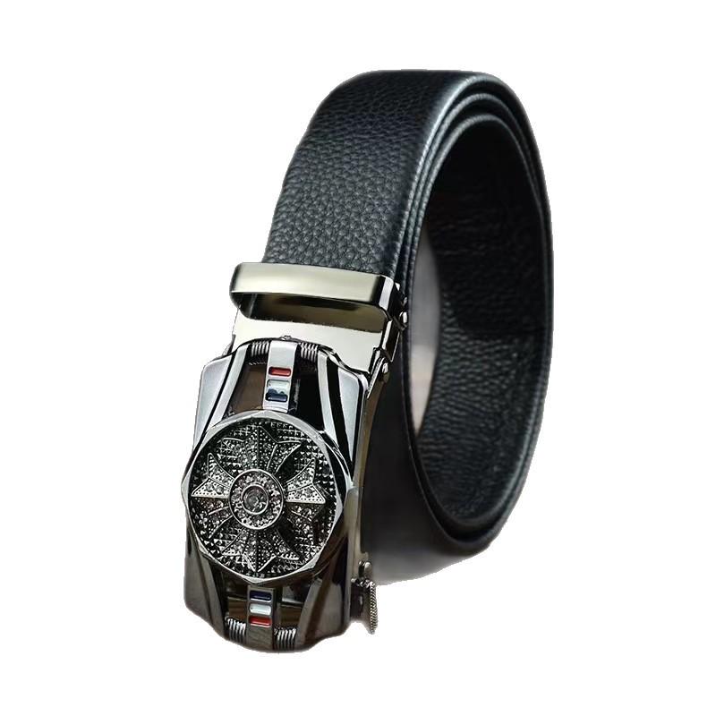 Piper Men's Diamond-Inlaid Leather Belt with Automatic Buckle