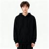 Unisex Black Loose-Fit Fleece Hoodie - Classic American Style for Fall/Winter