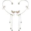 Flower Tassel Ear Bone Clip, Ear Hanging with Diamonds, Wheat Ear Bone Clip, No Ear Hole, Niche, Super Immortal Temperament