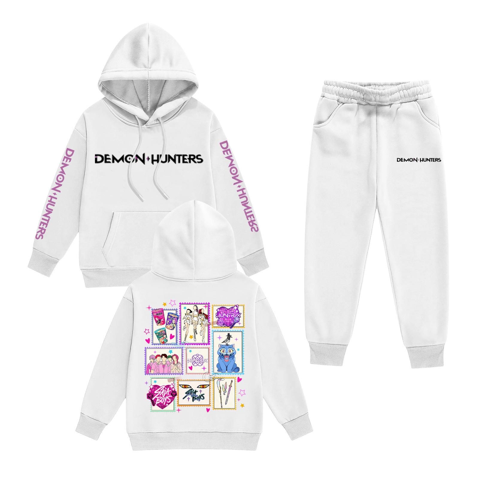 

Kids Long Sleeve Loose Pullover Letter Print Drawstring Hooded Sweatshirt Set 160 белый