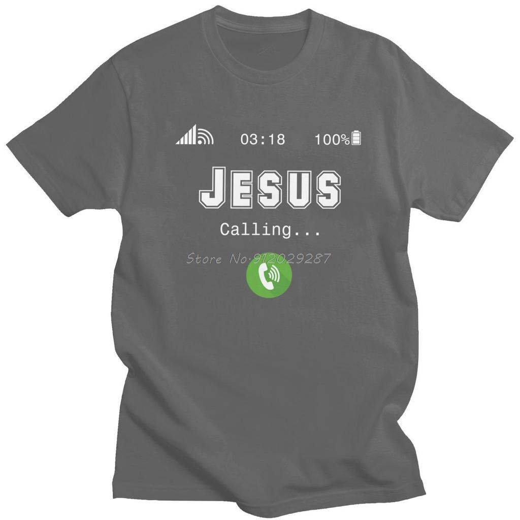 Camiseta Engraçada Jesus Está Chamando Para Homens Casual Fé Cristã Camiseta Gola Redonda Ajustada Camiseta de Algodão Oversized Streetwear