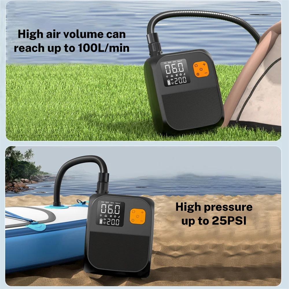 SEEISWORK 25PSI Electric SUP Inflation Pump 8000mAh Battery for Tent Sup Board Surfing Kite Inflatable Tent Boat Air Mattress