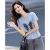 Demana Women's Tencel Blend Butterfly Print Short-Sleeve T-Shirt
