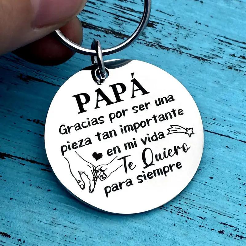 Stainless Steel Round Tag Letter Titanium Steel Keychain Inspirational Gift Stainless Steel Keychain for Backpack Bag Pendant