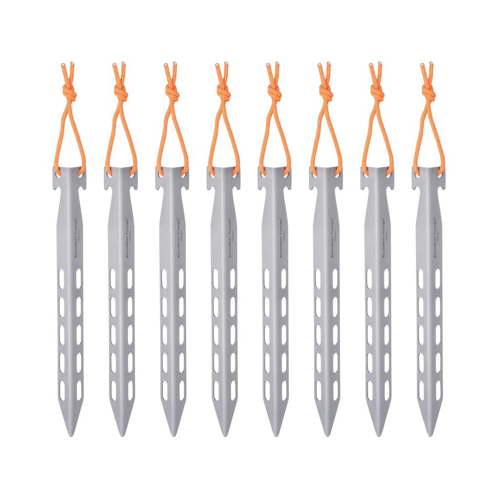 Boundless Voyage Titanium Set of Lightweight with Reflective for Hard and Rocky Snow Pegs for Tents and Solid Stakes for Solo and Outdoor Includes