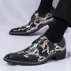 New Trend Pointed Toe Lace Up Snakeskin Pattern Patent Leather Shoes Designer Oxfords Wedding Dress Footwear Zapatos Hombre