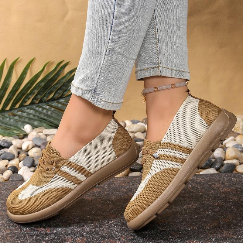 Women's Low Heel Breathable Slip-On Flats, Lightweight Non-Slip Comfortable Shoes