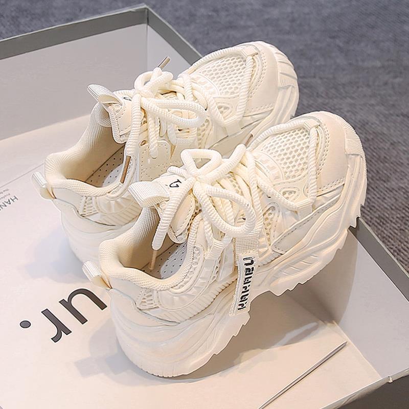 Girls' Mesh Sneakers, New Summer Model, Breathable White Dad Shoes for Children, Thin Style for Older Girls