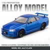 1/24 Skyline GTR R34 Static Diecast Car Sound Light Pull Back Detailed Rubber Tires Desktop Hobby Collectible Boys Gift