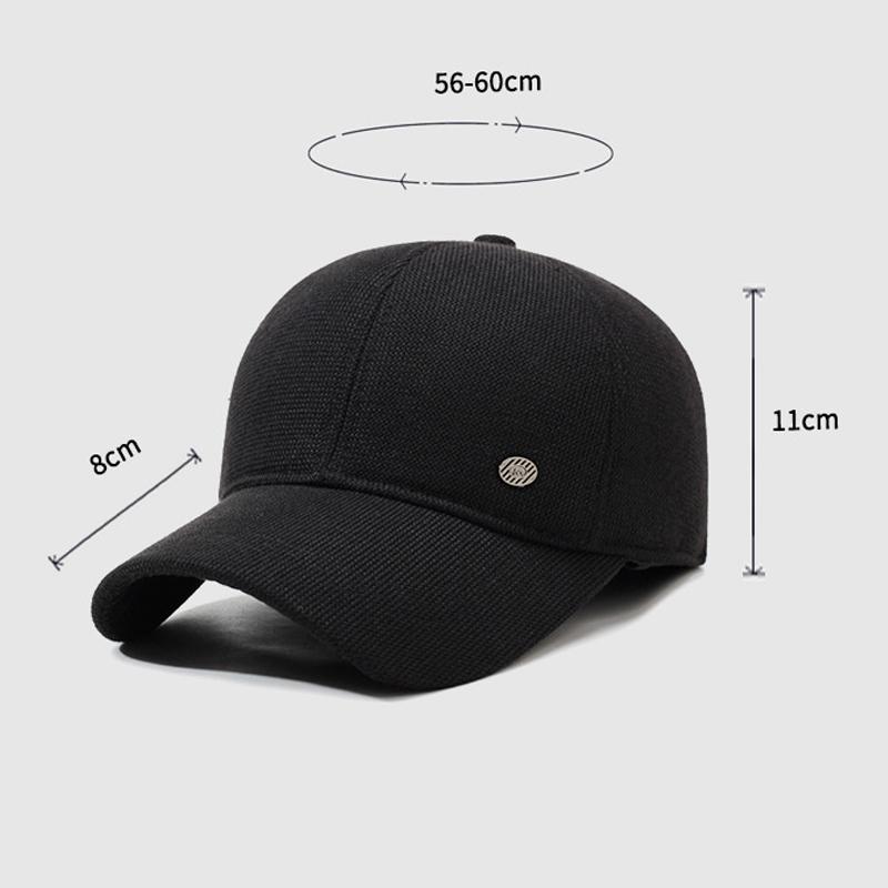 Men's Warm Cotton Cap Middle-Aged and Elderly Ear Protection Baseball Cap Autumn Winter Woolen Hat