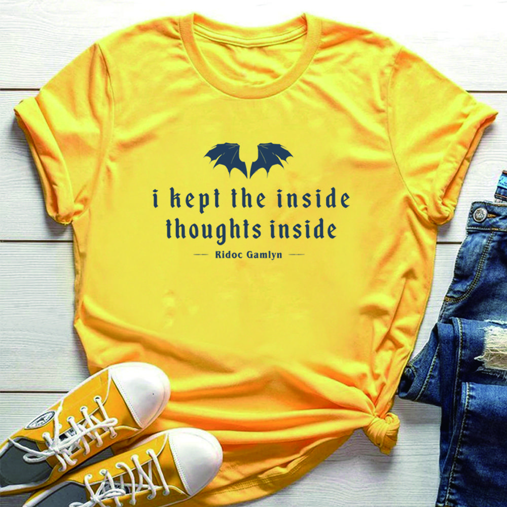 I Kept The Inside Thoughts Inside Tshirt Quest Squad Shirt Fourth Wing Tshirt Book Lover Tee Unisex Bookish Short Sleeves Tops