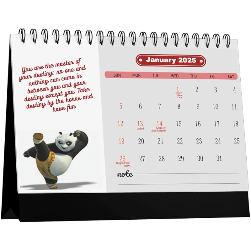 Accuprints 2025 Desktop Calendar And Planner Having Kung Fu Panda Quotes (8.2 X 5.8 Inches)