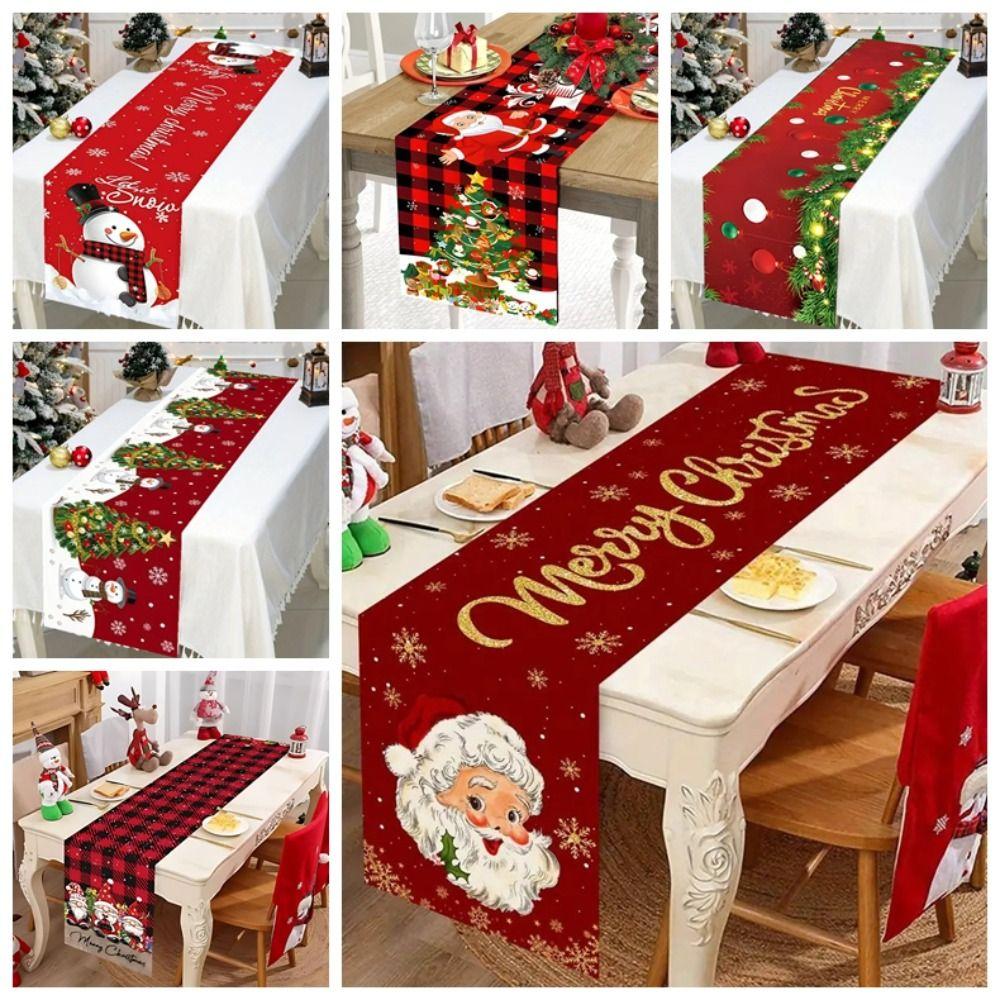Santa Claus Christmas Table Runner Elk Christmas Tablecloth New Table Decor  Navidad Gift