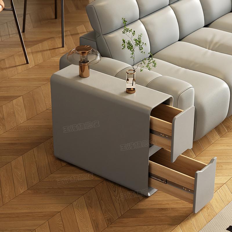 Luxury Ultra-Narrow Sofa Side Cabinet Modern Minimalist Living Room Solid Wood Gap Cabinet Drawer-Type Storage Table