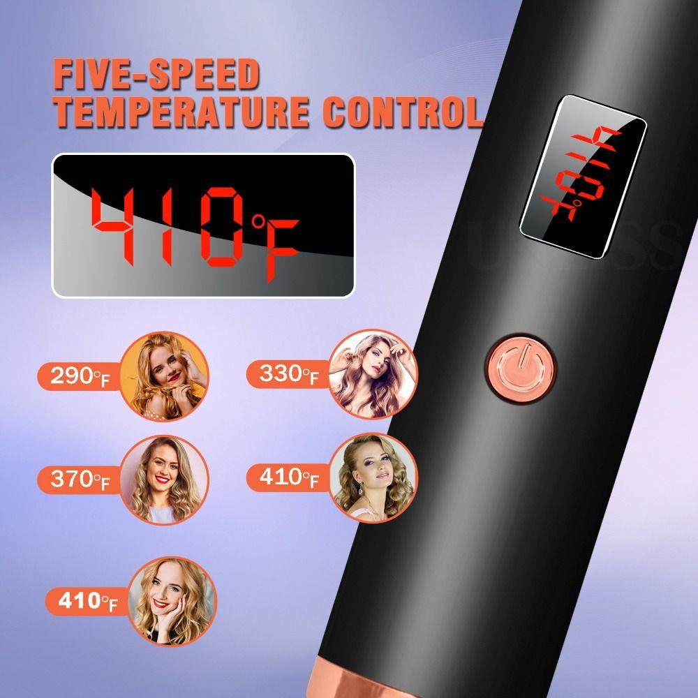 3 IN 1 1.5 Inch Curling Iron Brush LCD Display Heated Round Brush  Straight and Curly Hair