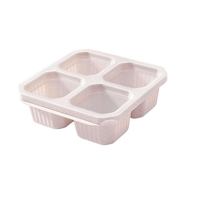 Wheat Straw Airtight Snack Box, Four Compartments for Nuts, Candy, Pastry, and Fresh Food Storage